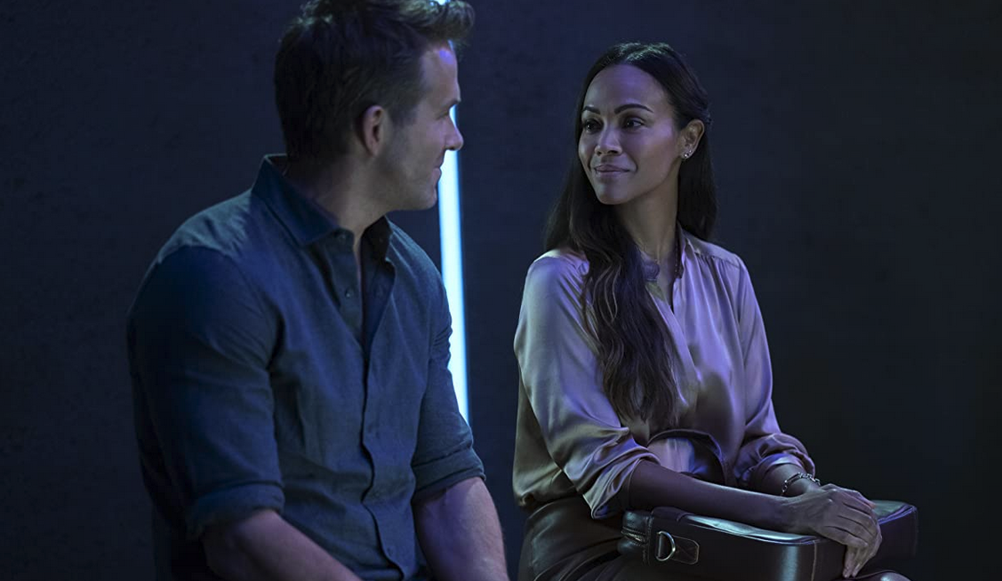 Ryan Reynolds dan Zoe Saldana in The Adam Project (2022). (foto : IMDB)