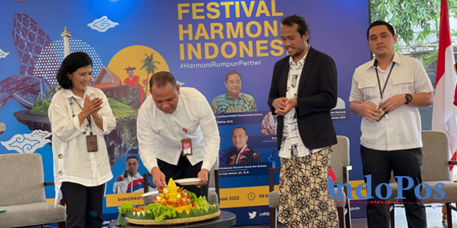 Konferensi pers peluncuran Festival Harmoni Indonesia yang diikuti secara virtual dari Jakarta, 22 Juni 2022.