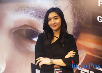 Febby Rastanty saat jumpa pers film The Last Prank di Duren Tiga, Jakarta, pada Senin (11/7/).