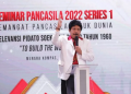 Kepala BPIP Yudian Wahyudi dalam Seminar Pancasila Series I 2022 dengan Tema Semangat Pancasila untuk Dunia "Relevansi Pidato Soekarno di PBB Tahun 1960 yang Berjudul to Build the World a New".