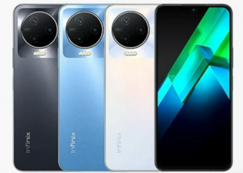 Tampilan Infinix Note 12 Pro versi 5G yang tersedia dalam tiga varian warna.