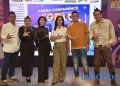 Kiki Zulkarnain selaku Chief Program & Communication Officer ANTV bersama para juri dan host program pencarian bakat bergenre musik koplo, KOPLO SUPERSTAR saat jumpa pers di Kawasan epicentrum,, Jakarta, Kamis (11/8)