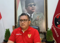 Sekretaris Jenderal (Sekjen) DPP PDI Perjuangan (PDIP) Hasto Kristiyanto saat konferensi pers daring dipantau, di Jakarta, Minggu (18/9/2022).