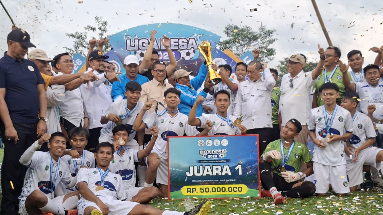 Menteri Desa dan Pembangunan Daerah Tertinggal (Mendes PDT) Yandri Susanto menghadiri langsung pertandingan final Liga Desa 2026 yang digelar di Lapangan Songgo Langit, Desa Sumbung, Kecamatan Cepogo, Kabupaten Boyolali, Jawa Tengah, Selasa (14/1/2026)